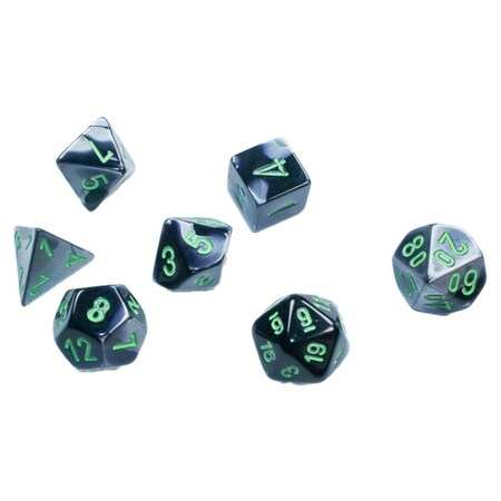Time2Play Cube Mini Gemini Dice, Black-Grey & Green - Set of 7 TI3307613